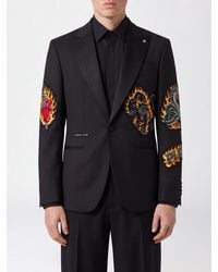 Philipp Plein - Single-Breasted Wool-Blend Blazer With Patches And Peak Lapels - Lyst