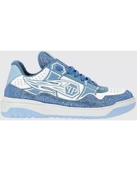 Philipp Plein - Leather And Rubber Rhinestone Sneakers - Lyst