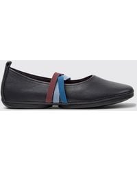 Camper - Twins Striped Leather Mary Jane Flats - Lyst