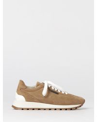 Brunello Cucinelli - Suede Sneakers With Monile Detail - Lyst