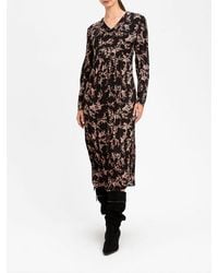 Twinset - Floral Print V-Neck Midi Sheath Dress - Lyst