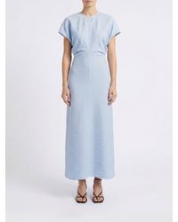 TOTEME - Draped Viscose Sheath Midi Dress With Short Sleeves - Lyst