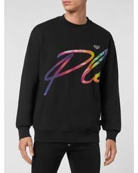 Philipp Plein - Sudadera De Cuello Redondo De Jersey De Algodón Con Logo Estampado En Contraste - Lyst