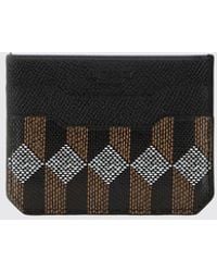Au depart Paris - Printed Cotton And Leather Credit Card Holder - Lyst