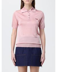 Fendi - Viscose Polo Shirt With Logo - Lyst