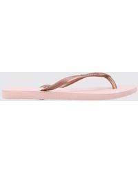 Havaianas - Slim Rubber Thong Sandals With Low Heel And Tone-On-Tone Logo - Lyst