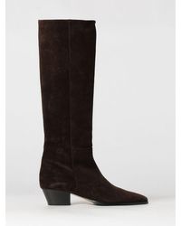 Aeyde - Medea Knee-High Suede Boots With A Tapered Toe And Flared Heel - Lyst