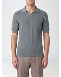 Fedeli - Polo En Maille Coupe Slim À Col V En Coton Bio À Manches Courtes - Lyst