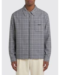 Versace - Wool Flannel Overshirt With Check Pattern - Lyst