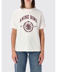 Anine Bing - Printed Logo Cotton T-Shirt With Crew Neck - Lyst