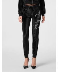 Philipp Plein - Velvet Track Trousers With Rhinestone Logo - Lyst