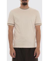 BOSS - Slim Fit Cotton Crew-Neck T-Shirt With Contrast Trims - Lyst