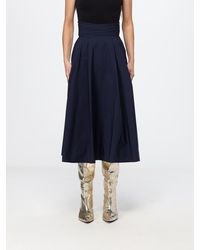 Elisabetta Franchi - High-Waisted Crêpe Full Midi Skirt - Lyst