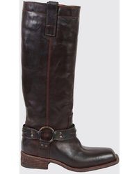 Fauzian Jeunesse - Knee-High Leather Biker Boots With A Square Toe - Lyst