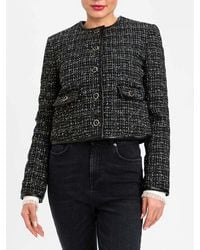 Twinset - Cropped Tweed Jacket With A Crew Neck And Flap Pockets - Lyst