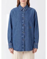Loewe - Relaxed Fit Cotton Denim Shirt With Embroidered Anagram Logo - Lyst