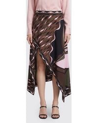 PUCCI - Dune High-Waisted Asymmetric Silk Midi Skirt With Abstract Print - Lyst