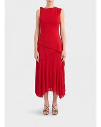 Ganni - Asymmetrical Off-The-Shoulder Midi Dress - Lyst