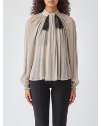 Elisabetta Franchi - Polka Dot Silk Blouse With Pussy-Bow Neck - Lyst