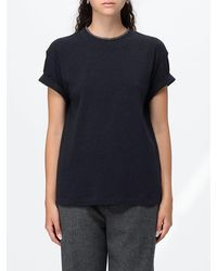 Brunello Cucinelli - Stretch-Cotton Crew-Neck T-Shirt With Monili Embroidery - Lyst