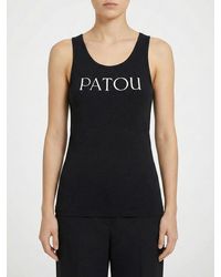 Patou - Basic Cotton Tank Top With Logo - Lyst