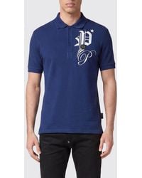 Philipp Plein - Cotton Polo Shirt With Monogram Logo And Three-Button Placket - Lyst