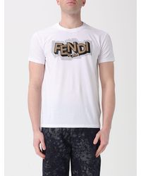 Fendi - Slim Cotton T-Shirt With Rhinestones - Lyst