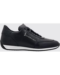 Billionaire - Smooth Leather Low-Top Sneakers With Metallic Logo And Padded Ankle - Lyst