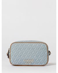 Liu Jo - Mini Cotton Denim Shopping Bag With Monogram Jacquard - Lyst