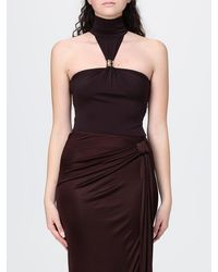 Elisabetta Franchi - Cut-Out Viscose Bodysuit Top - Lyst