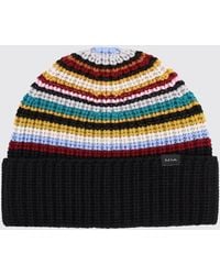 Paul Smith - Stripe Merino Wool Beanie Hat With Logo Patch - Lyst