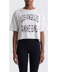 Anine Bing - Crop Cotton T-Shirts With Logo - Lyst