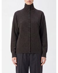 Lemaire - High-Neck Pure Wool Cardigan With Button Closure - Lyst