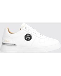 Philipp Plein - Low-Top Smooth Leather Sneakers With Hexagon Logo - Lyst