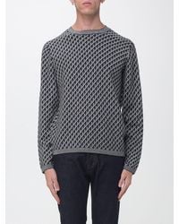 Emporio Armani - Virgin Wool Crewneck Jumper With Abstract Jacquard Pattern - Lyst