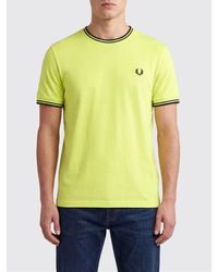Fred Perry - Slim Fit Cotton T-Shirt With Contrast Trims And Embroidered Logo - Lyst