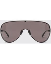 Gucci - Shield-Sonnenbrille Im Aviator-Stil Aus Metall Mit Graviertem Logo - Lyst
