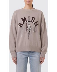 AMISH - Cotton Crew-Neck Sweater With Logo - Lyst