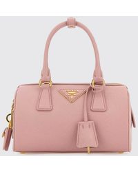 Prada - Mini Saffiano Leather Bag With Lock And Key - Lyst