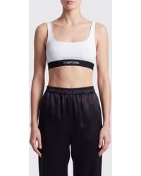 Tom Ford - Cropped Modal Bralette Top With Contrast Logo Band - Lyst