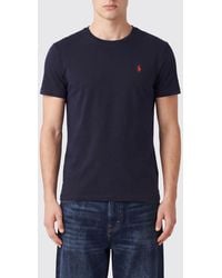 Polo Ralph Lauren - Crewneck Cotton T-Shirt With Embroidered Pony Logo - Lyst