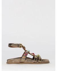 Kurt Geiger - Octavia Laminated Leather Sandal With Rhinestones - Lyst
