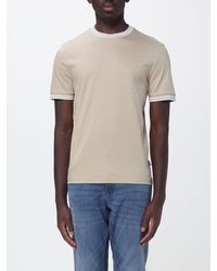BOSS - Slim Fit Cotton T-Shirt With Contrast Trims - Lyst