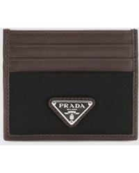 Prada - Calf Leather And Nylon Card Holder With Logo - Lyst