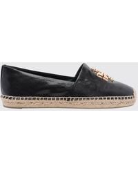 Tory Burch - Eleanor Calf Leather Espadrilles With Double T Logo - Lyst