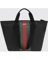 Gucci - Positano Striped Cotton Canvas Shopping Bag With Web Logo - Lyst