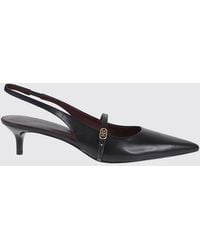 Tory Burch - Double T Logo Leather Slingback Pumps With Low Heel - Lyst