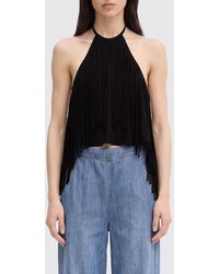 Pinko - Viscose Top With Fringes - Lyst