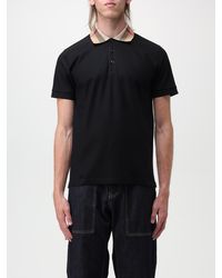 Burberry - Cotton Polo Shirt With Check Collar - Lyst