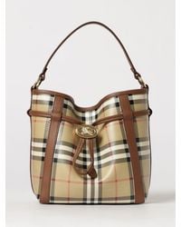 Burberry - Mini Vintage Check Canvas Bucket Bag With Ekd Logo - Lyst
